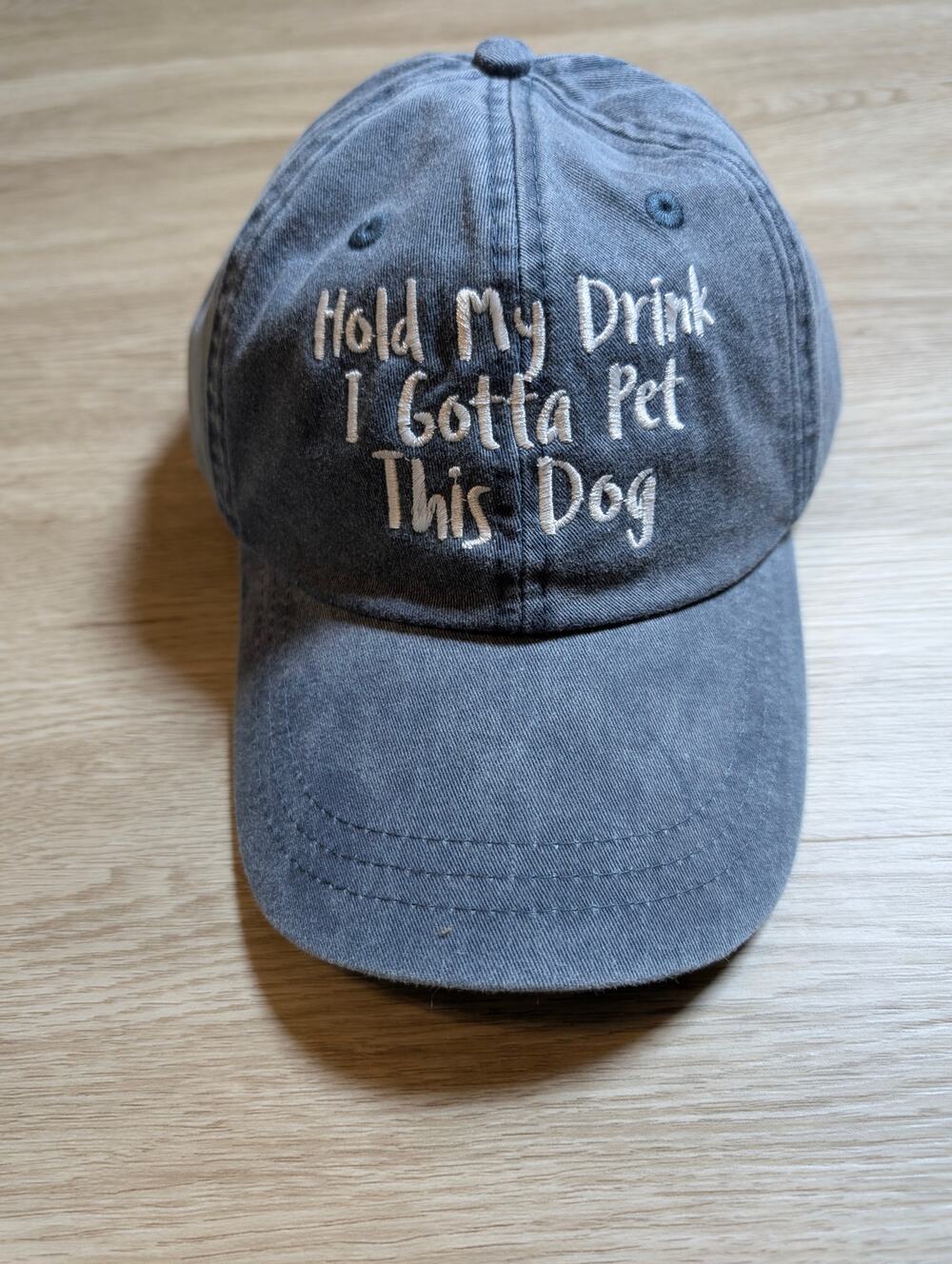 Adams Washed Blue Hold My Drink I Gotta Pet This Dog Embroidered Cap OSFM